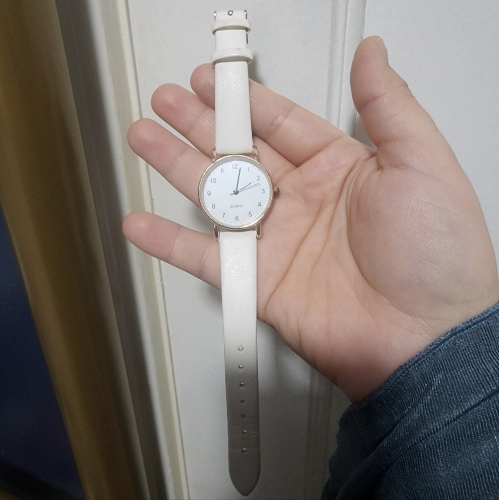 White Leather Strap Watch